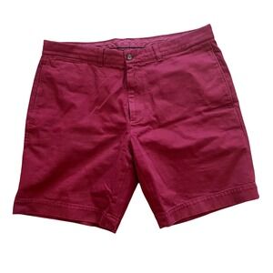 OOBE Brand Classic Chino Shorts Men 38 Burgundy Red 100% Cotton Twill Flat Front